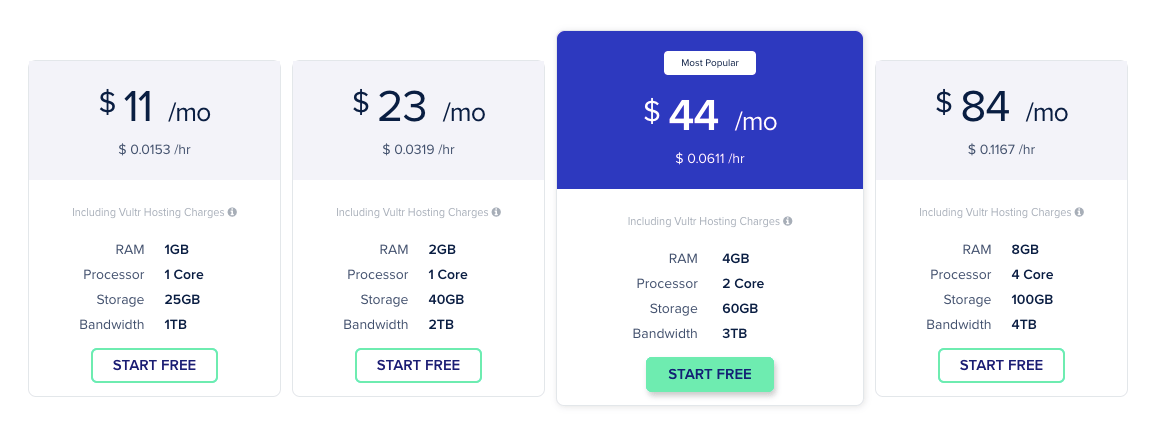 Cloudways Vultr Pricing