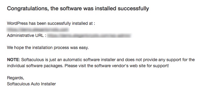 SiteGround WordPress Successfully Installed