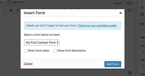 WPForms Insert Form