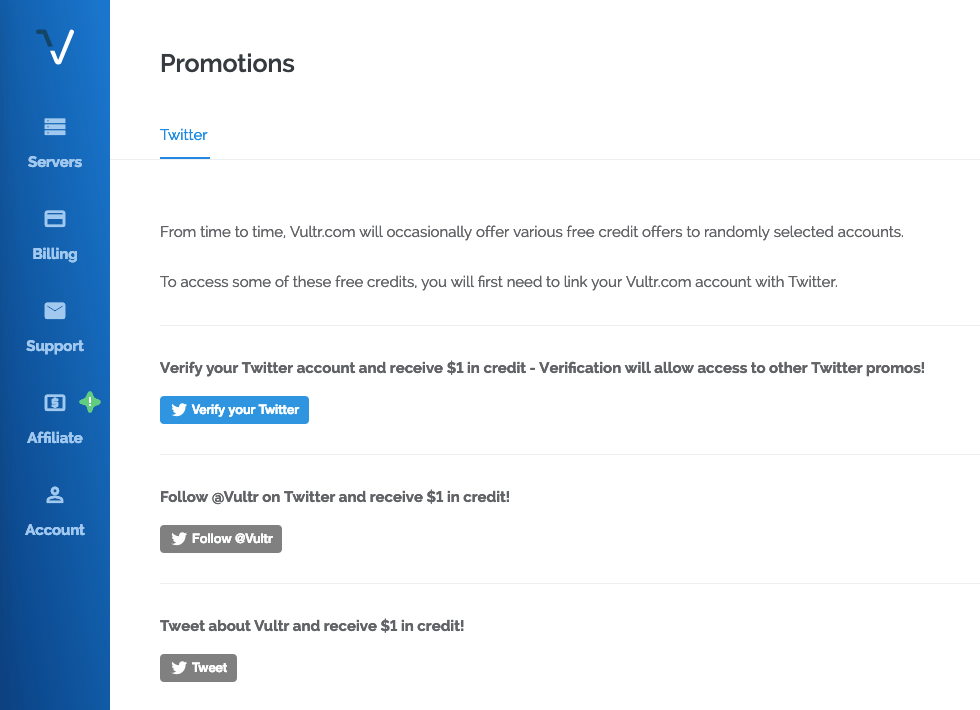 Vultr Twitter Credits