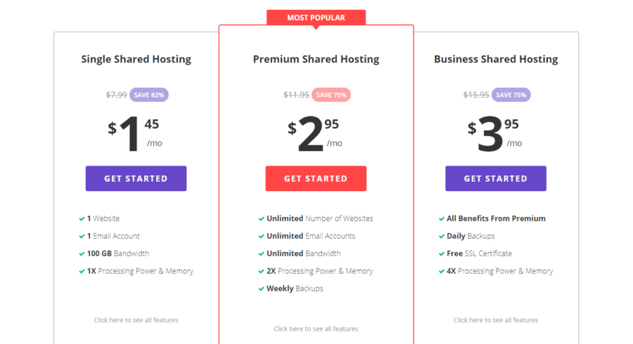Hostinger Shared Web Hosting Pricing