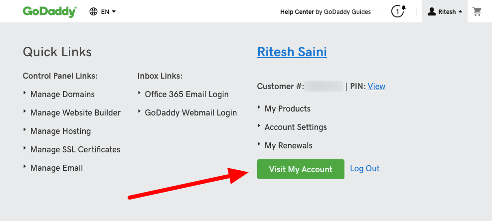 GoDaddy Visit My Account