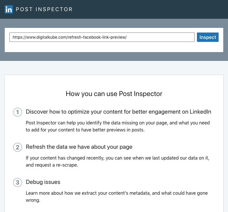 LinkedIn Post Inspector Page