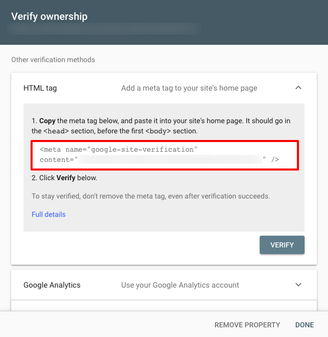 Search Console Verify Property