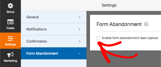 Enable Form Abandonment in WPForms