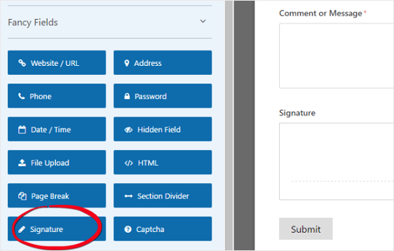 WPForms Signature Form Field
