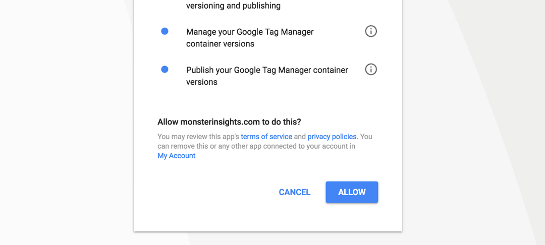 MonsterInsights Authentication with Google Process