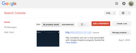 Search Console Home