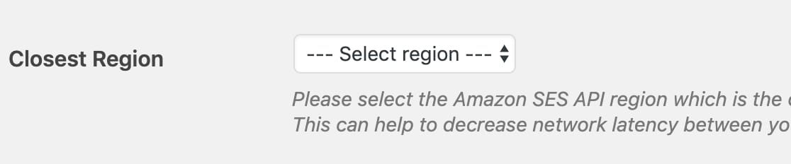 WP Mail SMTP Amazon SES Closest Region