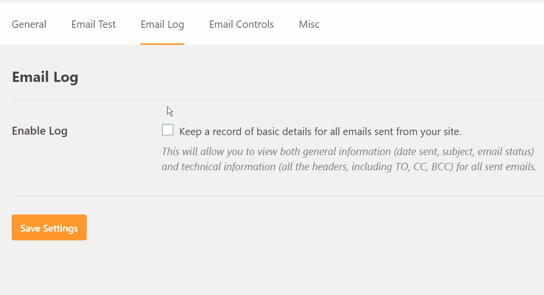 WP Mail SMTP Enable Email Log