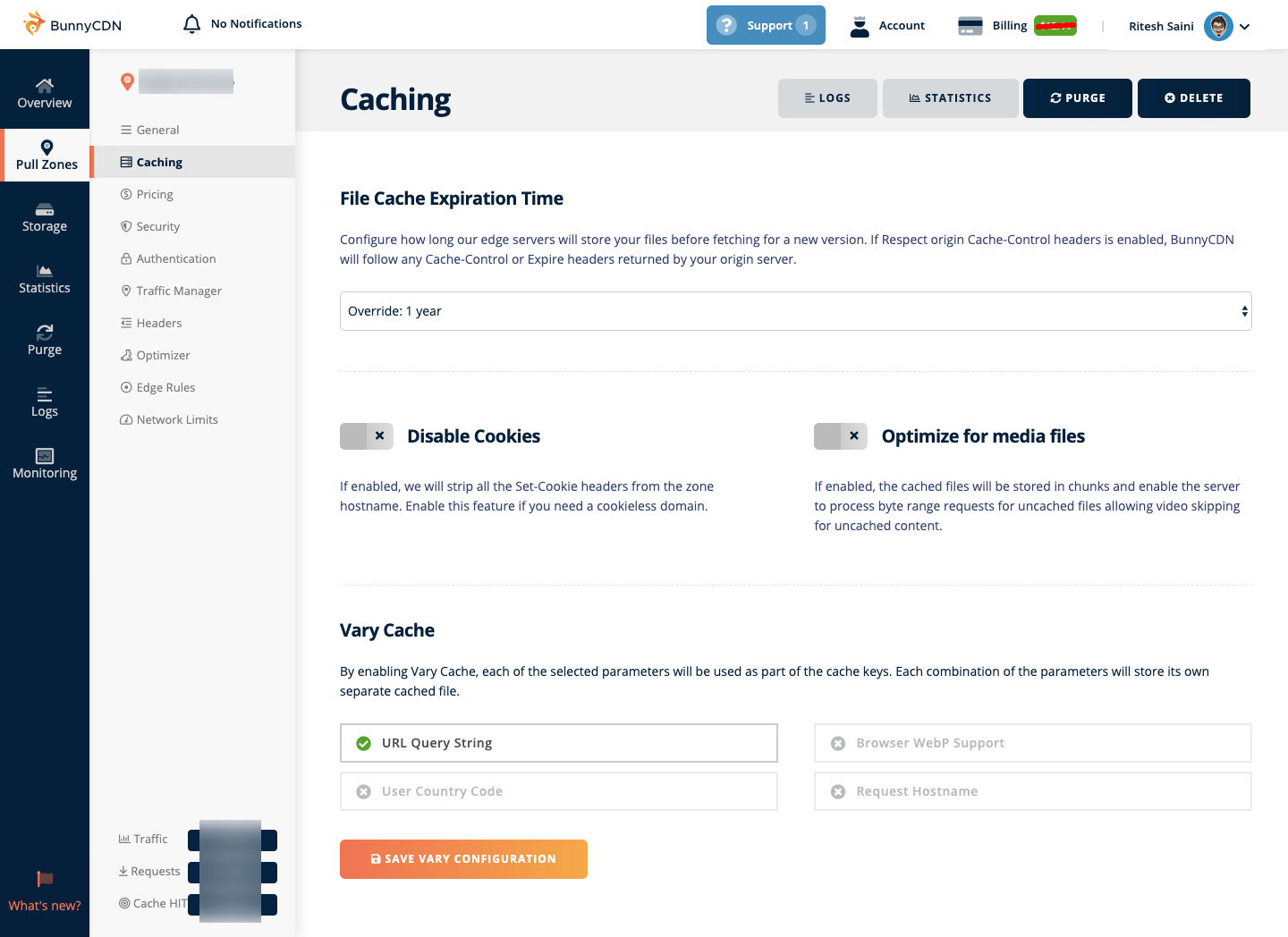 BunnyCDN Caching Settings