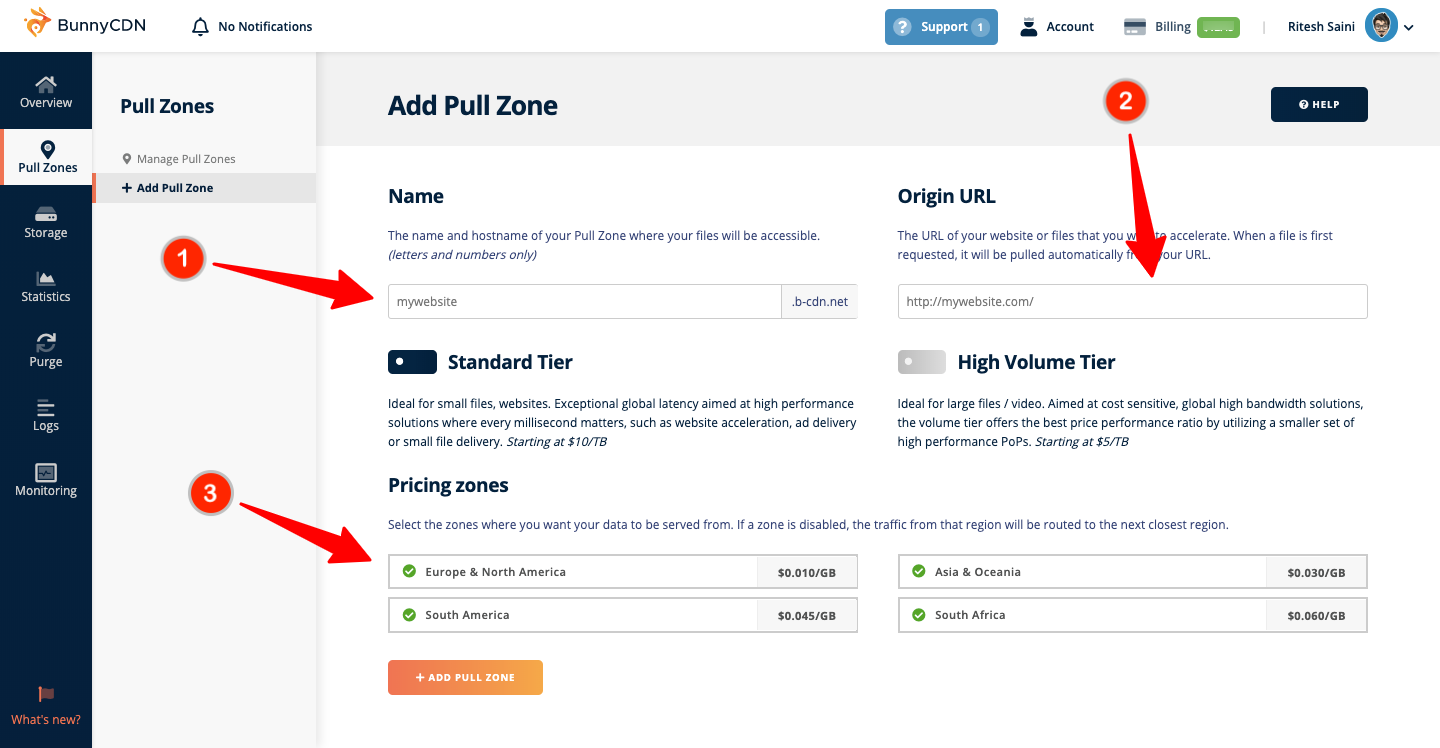 BunnyCDN Pull Zone Config