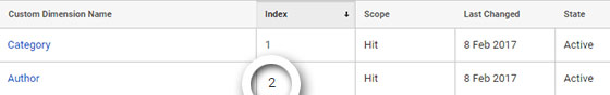 Google Analytics Author Index Number