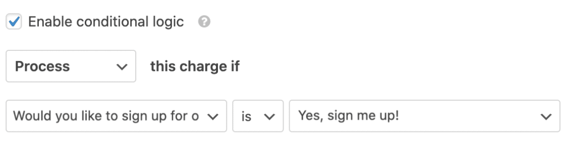WPForms Conditional logic example PayPal